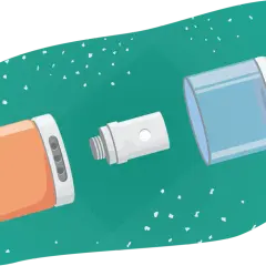 Pièce détachée d'une cigarette électronique, la résistance trop imbibée est prête à être remplacée.