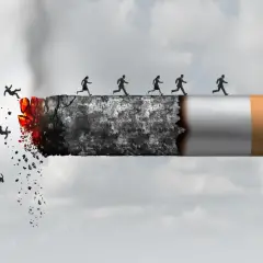 Des silhouettes courent sur un mégot de cigarette en feu, certaines tombent dans le vide. L'insomnie et l'arrêt tabac, un chemin périlleux.
