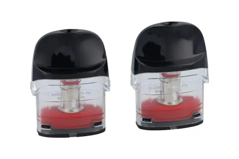 Deux cartouches de vapoteuse Vaporesso, prêtes pour un changement de résistance.