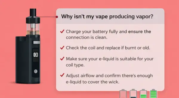 Vape Voopoo à faible puissance, vérifiez la batterie, la résistance et le liquide pour plus de vapeur.