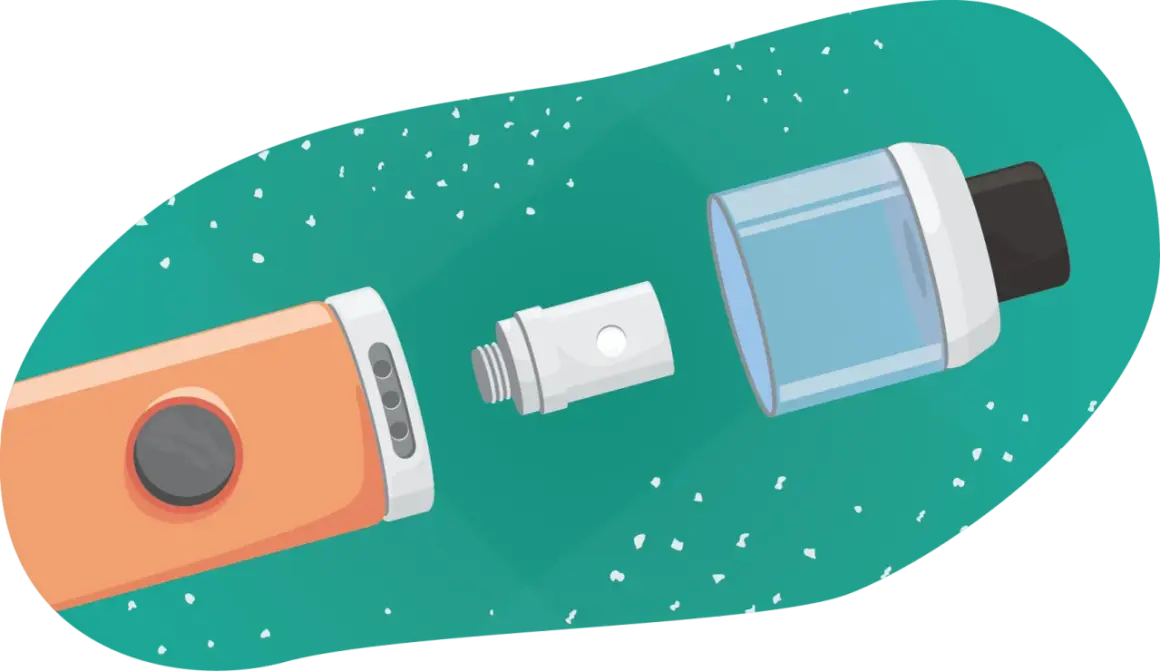 Pièce détachée d'une cigarette électronique, la résistance trop imbibée est prête à être remplacée.