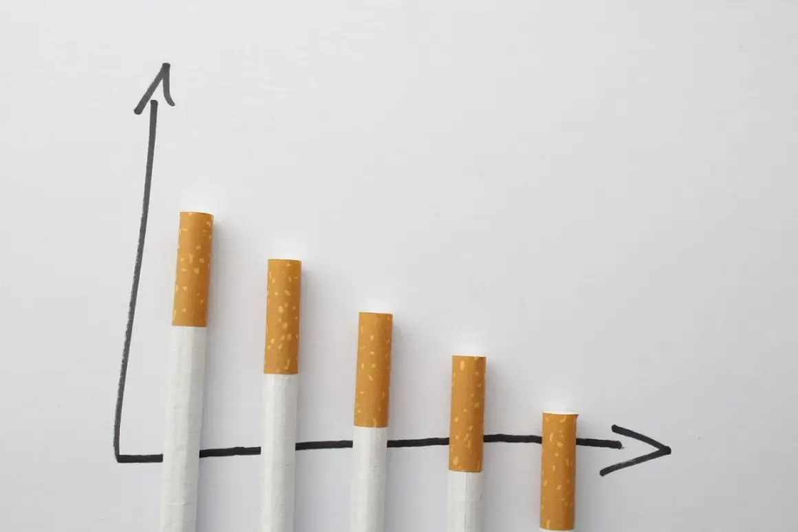 Graphique montrant la diminution de la consommation de cigarettes, symbolisant le sevrage nicotine combien de temps.